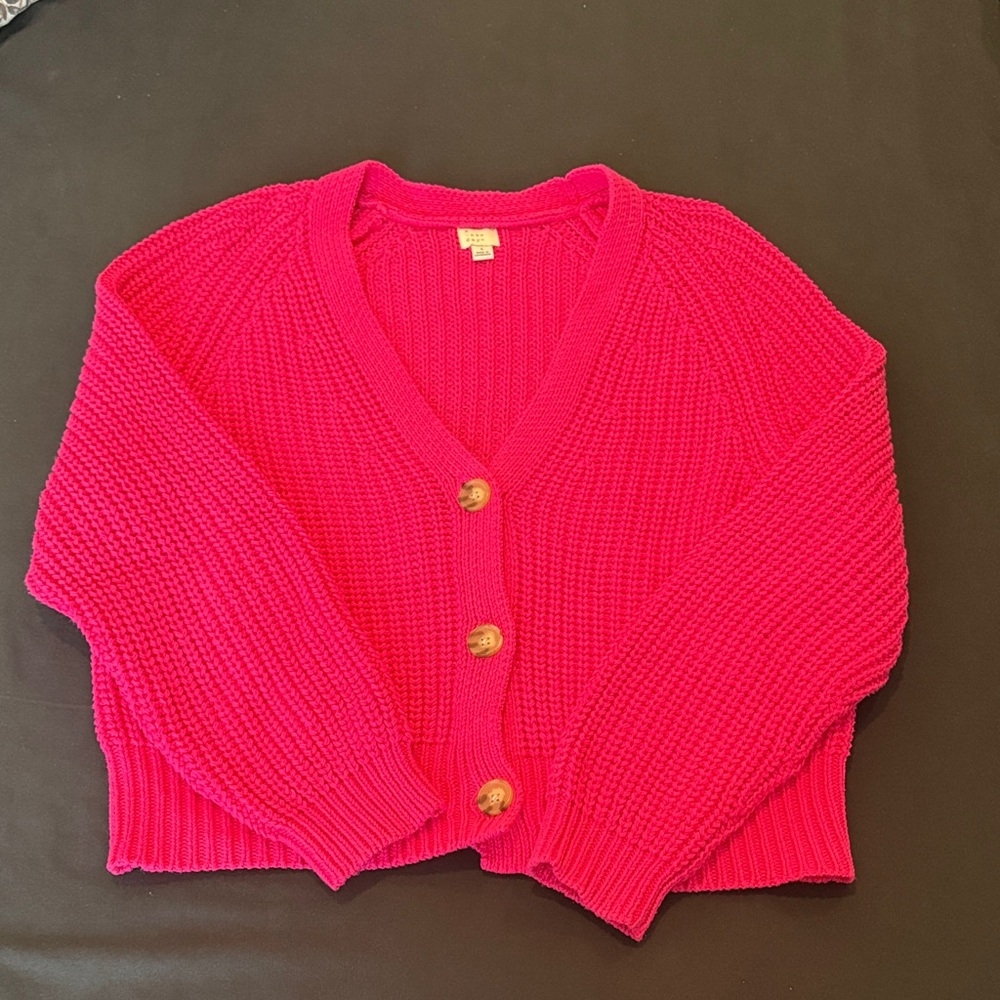 a new day Bright Pink Button-Up Cardigan